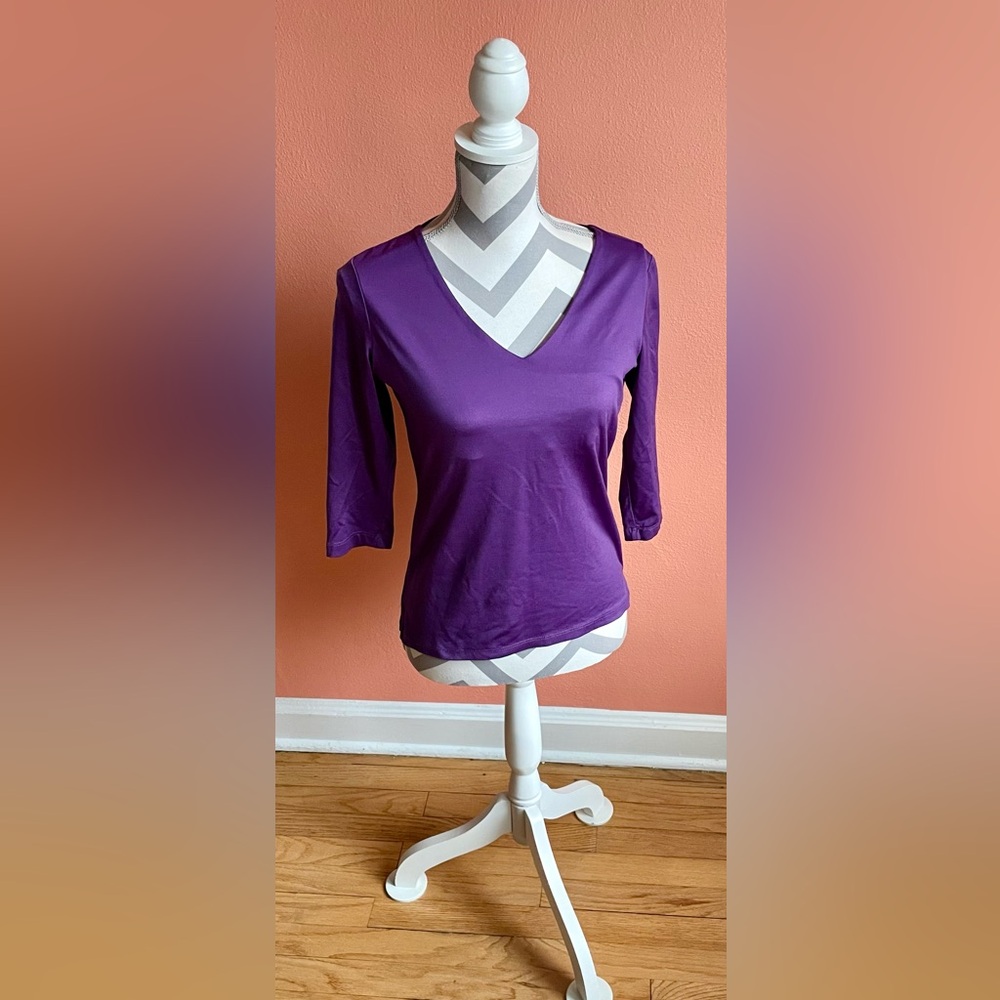 Babette Purple V-Neck Mid-Length Sleeve Top